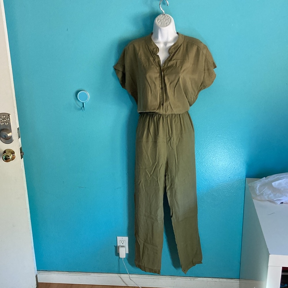 Venti6 Womens Size M Lyocell Olive Green Casual Jumpsuit Tags Attached